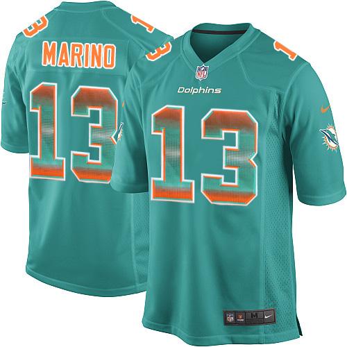 Nike Dolphins #13 Dan Marino Aqua Green Team Color Men's Stitched NFL Limited Strobe Jersey - Click Image to Close